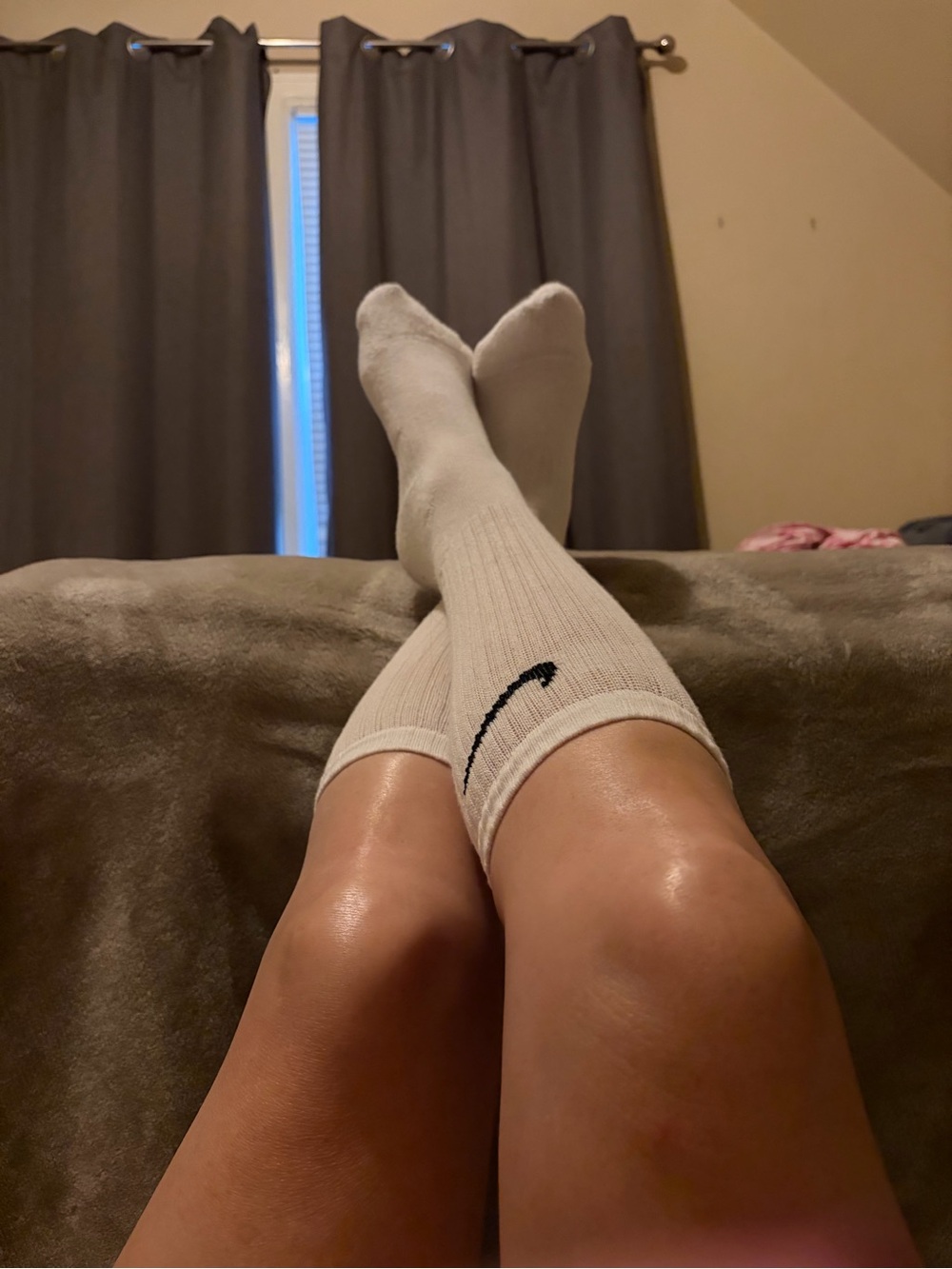 Nike White Crew Athletic Socks with Black Swoosh